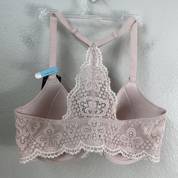 Maidenform Bra Womens 38C Pink Lace Racerback Front Close Contour T-Shirt New - Picture 7 of 9